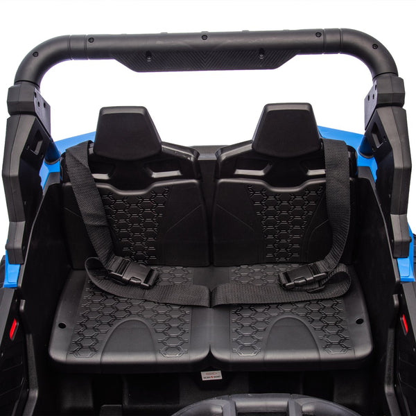 English Elm 24v Two Seat Kids Electric Utv with Parental Remote Suspension Off Road Ride On Blue W1578P184799