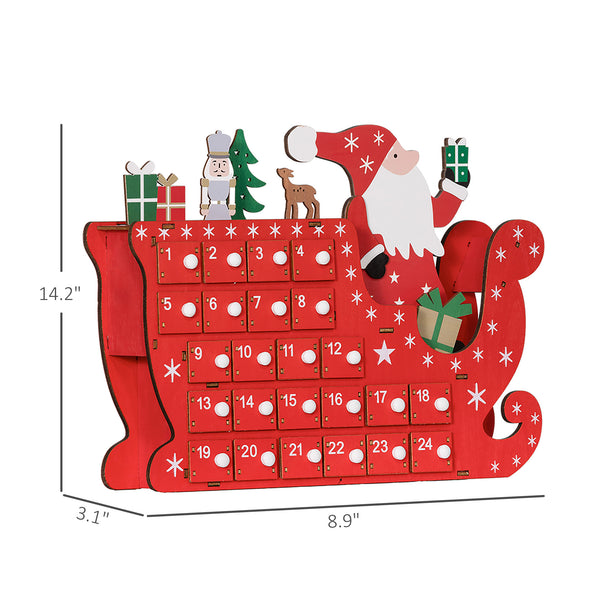 English Elm Reusable Wooden Christmas Advent Calendar with 24 Drawers Santa Sleigh Mdf Decor T3971P417186