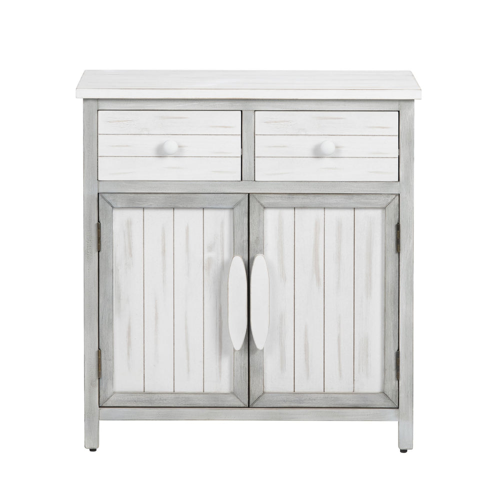 Crestview Collection Coastal White Wooden Cabinet With Storage Drawers & Doors - Charming Living Room Furniture Solution White Solid Wood Cvfzr6205