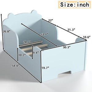English Elm Toddler Bear Shaped Pine Floor Bed Low Profile Frame Safe Rounded Edges Kids Room Blue W1580P373253