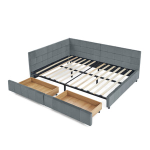 English Elm Full Size Velvet Upholstered Tufted Sofa Bed Frame With Storage, Grey Loveseat & Comfortable Seating W487S00308