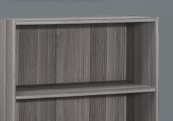 English Elm Bookshelf, 4-Tier Space-Saving Bookcase with 2 Adjustable Shelves and Elegant Brown Laminate Finish Grey 40 L x 15 W x 7 H B2710P219790