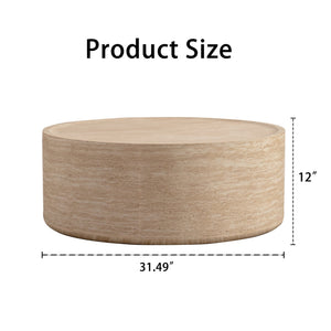 English Elm 31.5'' Round Drum Coffee Table with Amber Mars Texture for Modern Living Rooms W3081P394278