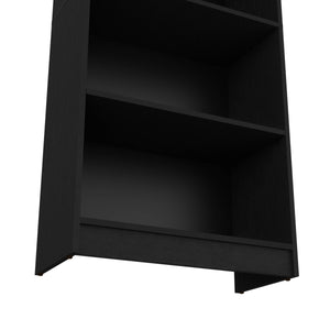 English Elm Sutton Black 4-Shelf Bookcase with Extra Open Shelf, Space-Saving Particle Board Storage Unit B128P176161