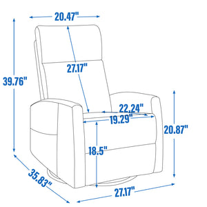 English Elm Heat Massage Rocker Swivel Recliner Fabric Chair with Lumbar Therapy for Living Room Brown W1803P362305
