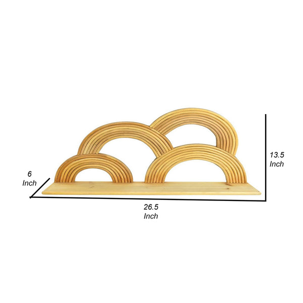 English Elm Dadi Sculptural Three Tier Semicircle Wood Wall Shelf Warm Brown Organic Display B056P416897