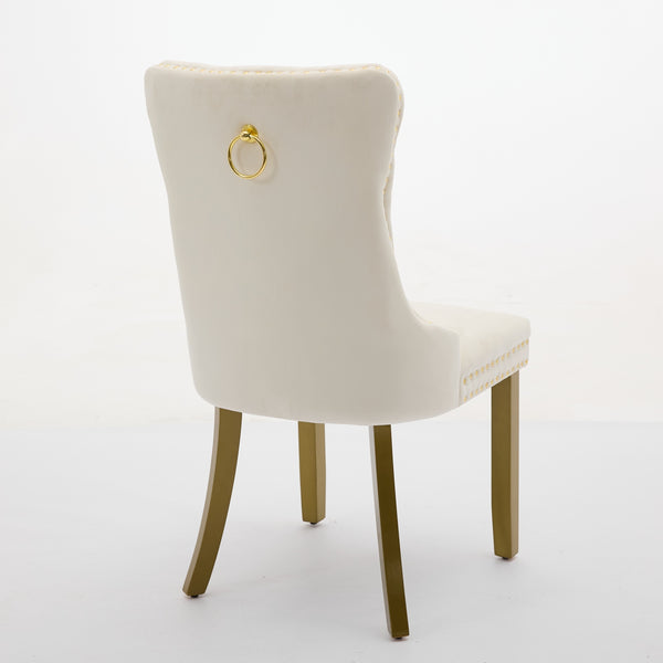 English Elm A&a Velvet Tufted Dining Chairs with Nailhead Trim Solid Wood Tapered Legs Set of 2 W1143P179487