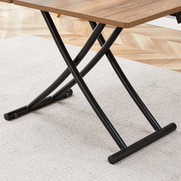 English Elm Table and Chair Set Adjustable Height Mdf Wood Grain Top with Four Linen Dining Chairs Black,Dark Walnut,Natural Wood W1151S03770
