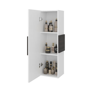 English Elm Magna Tall Narrow Wall Cabinet Three Shelves Melamine Bathroom Storage Organizer White+Walnut B097P474281