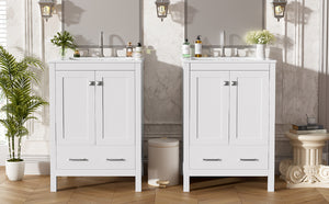 English Elm 48-Inch Modern Bathroom Vanity with Dual Ceramic Sinks, Ample Soft-Close Storage and Stylish Design White N729P000009K