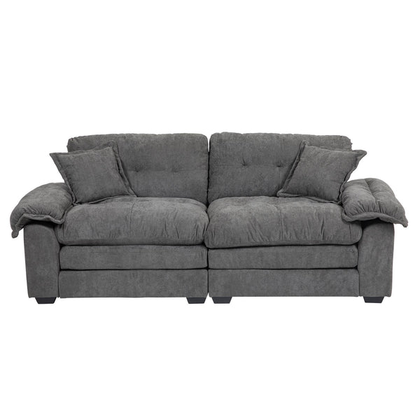 English Elm 84" Chenille Sofa Loveseat with Memory Foam & Pocket Springs, Plush Dual-Layer Comfort, Sturdy Frame Grey W676S00013