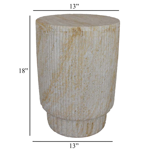 English Elm Archi Fluted Column Resin Plant Stand with Marbled Stone Finish for Indoor Outdoor Use B056P416934