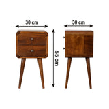 English Elm Solid Wood Mini Chestnut Curved Nightstand