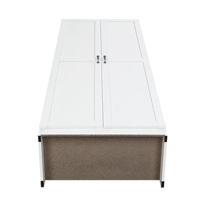 English Elm Hopkins 30" Storage Cabinet White – 7-Shelf Tall MDF Wardrobe with Soft-Close Doors & Black Pulls B365P397858