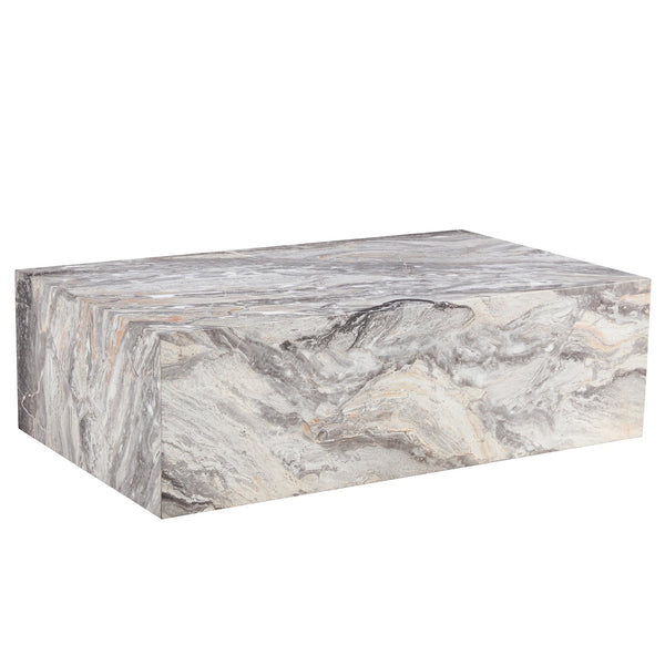 English Elm 39.3*23.6*12 Grey Stone Pattern Coffee Table - MDF Luxury Finish, Ready-to-Use Accent for Modern Homes W1151P242267