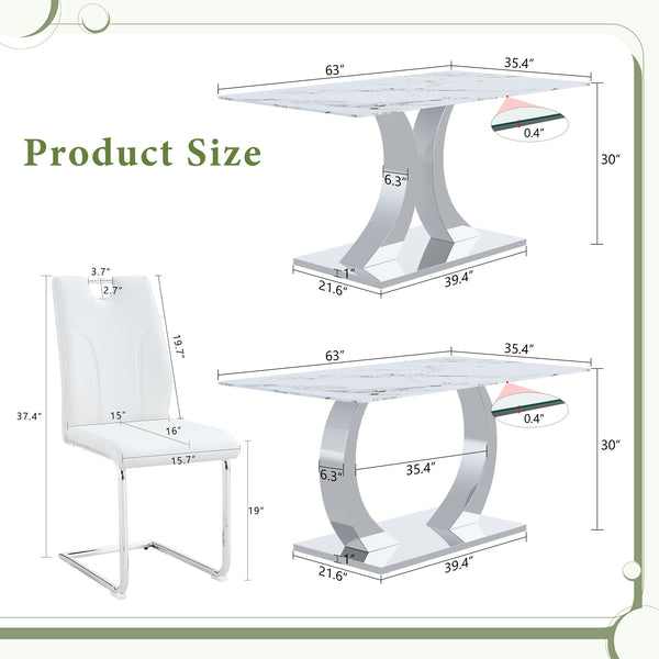 English Elm Switchable Base Glass Top Dining Set with Four U-shaped Armchairs for Modern Spaces W2920S00081