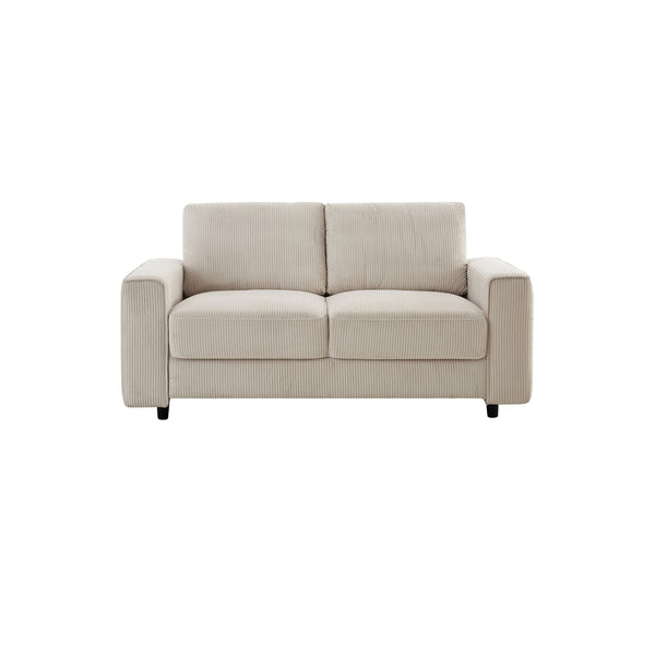 English Elm Modern Minimalist Corduroy Sectional Sofa Set - Soft Beige Fabric With Black Legs For Stylish Comfort B347S00006