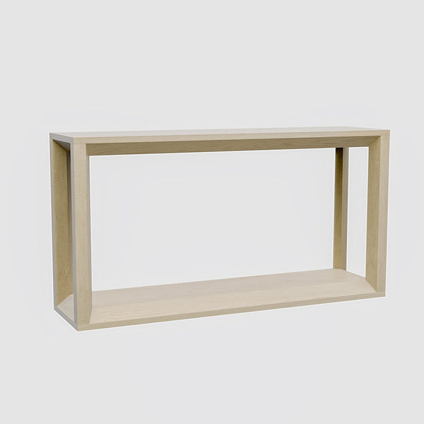 English Elm 60" Solid Wood Veneer Console Table Distressed Finish Four Pillar Base Entryway Living Room Imitative Oak W1435P337644