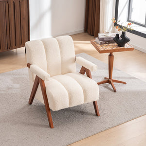 English Elm Mid-century Modern Chenille Accent Chair Cloud Silhouette Oak Frame Living Room Lounge W1170P425382