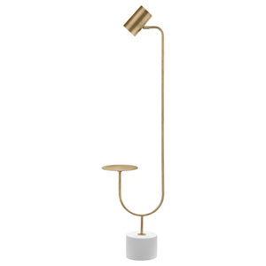 English Elm Corletta Antique Brass Floor Lamp with Grey Shade, Concrete Base, 2-Way Switch for Cozy Ambience B062P333484