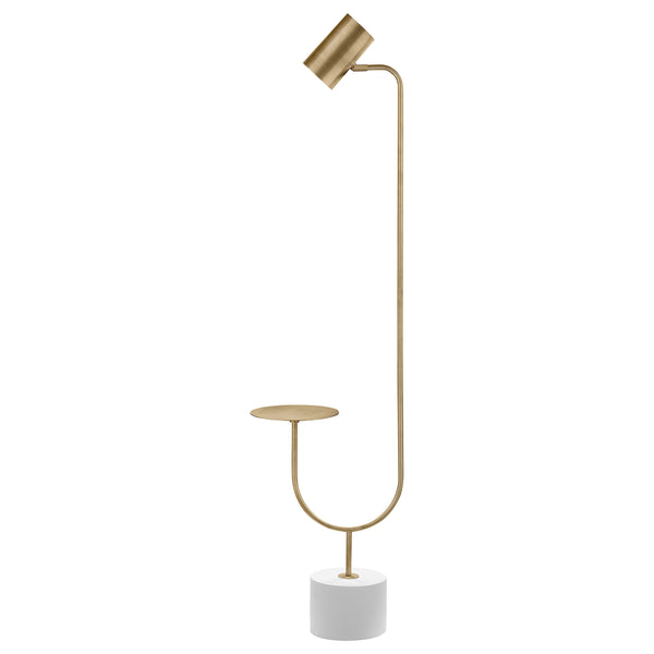 English Elm Corletta Antique Brass Floor Lamp with Grey Shade, Concrete Base, 2-Way Switch for Cozy Ambience B062P333484