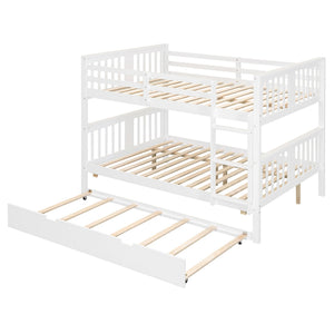 English Elm Full Over Bunk Bed with Twin Trundle Solid Pine Frame Gray Convertible LT100204AAK