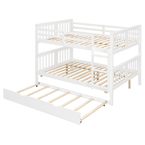 English Elm Full Over Bunk Bed with Twin Trundle Solid Pine Frame Gray Convertible LT100204AAK-1