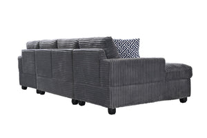English Elm Multifunctional Corduroy Modular Sectional with Dual Chaise Cup Holders Living Room Dark Gray B2730S00072