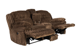English Elm Manual Motion Loveseat with Fur-Like Corduroy Upholstery, Plush Arms, Dual Cup Holders & Storage Chocolate 33 L x 82 W x 28 H B089P296897
