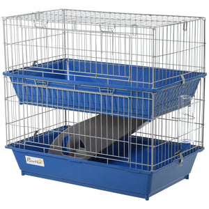 English Elm Pawhut Two Tier Small Animal Wire Habitat with Ramp Dual Trays and Feeding Accessories W2225P217530