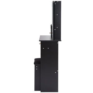 English Elm 29.2" Compact Vanity Set With Sliding Mirror & Cushioned Stool – Stylish Storage For Small Spaces P2 W3258P299610-GIGA