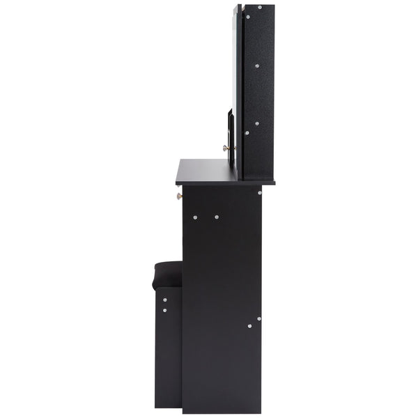 English Elm 29.2" Compact Vanity Set With Sliding Mirror & Cushioned Stool – Stylish Storage For Small Spaces P2 W3258P299610-GIGA