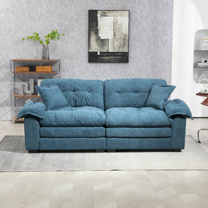 English Elm 84" Chenille Sofa Loveseat with Memory Foam & Pocket Springs, Plush Dual-Layer Comfort, Sturdy Frame Blue W676S00010