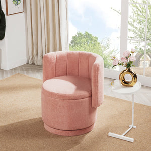 English Elm 360 Swivel Bouclé Sofa Chair with Hidden Storage Compartment, Ergonomic Plush Cushioning for Cozy Living Spaces Pink 28.75 L x 28 W x 20.5 H W1716P196479