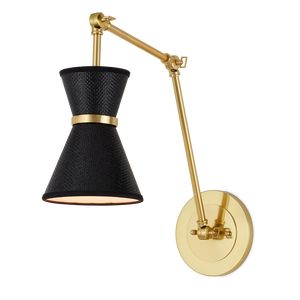 Avignon Wall Sconce - Handmade Black Paper Shade & Polished Brass Finish, French Chic Design Accent