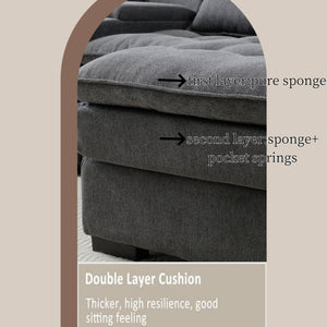 English Elm 130" U-Shaped Sofa With Console & Cupholders - Spacious 6-Seat Sleeper Couch For Living Room Comfort W1117S00241