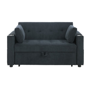 English Elm Laurelle Tufted Corduroy Sleeper Loveseat with Usb Charging and Storage Arms B2749P413230