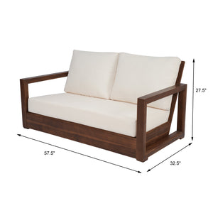 English Elm Christopher Knight Home® - WESTCHESTER Acacia Wood Loveseat and Coffee Table Set with Floor-Chair Design and Water-Resistant Cushions Beige,Mocha 55.75 L x 32.75 W x 18.6 H N776P301043M