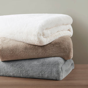 JLA Home Madison Park - Solid Premium Faux Fur Throw - Ultra-Soft 50x60in Velvet Reverse, OEKO-TEX Certified, Machine Washable Elegance MP50-8017