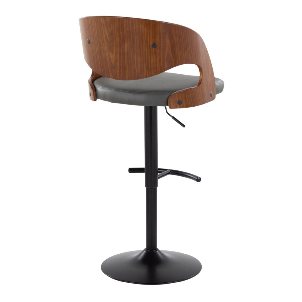 English Elm Pino Mid-Century Modern Adjustable Barstool Set Of 2 - Stylish Black Metal & Walnut With Swivel Comfort B202S00989-GIGA