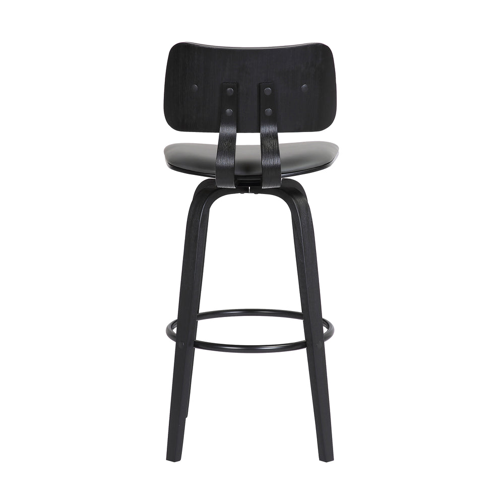 English Elm Pico Swivel Bar Stool Gray Faux Leather Seat with Tapered Wood Base for Kitchen Island B2736P464836
