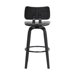 English Elm Pico Swivel Bar Stool Gray Faux Leather Seat with Tapered Wood Base for Kitchen Island B2736P464836