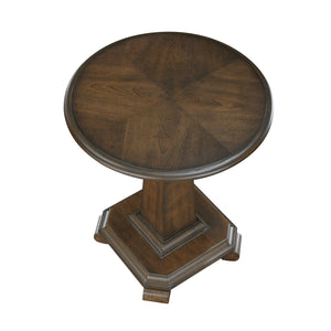 English Elm Classic Chairside Table with Fluted Pilasters, Glass Door, Adjustable Shelf and Built-In Charging Ports Brown 25.5 L x 25.5 W x 17 H B011P387121