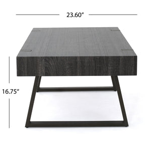 English Elm Christopher Knight Home® - COFFEE Faux Wood Industrial Coffee Table with Powder-Coated Metal Legs, Sturdy MDF Top, 43.25" L Black 59446.00BLK