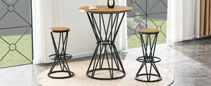 English Elm Single Package Industrial Bar Set Round Mdf Top with Metal Frame Seats 2 for Kitchen Black,Wood W1151P434793