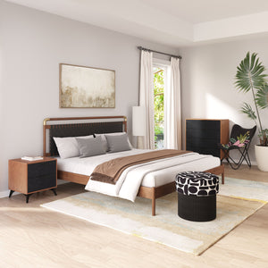 Zuo Modern Zarif Chest Black & Walnut - Modern Elegance With Shearling-style Fabric For Hospitality Settings Black 100% Polyester,Mdf,Steel 110655-zuo-modern