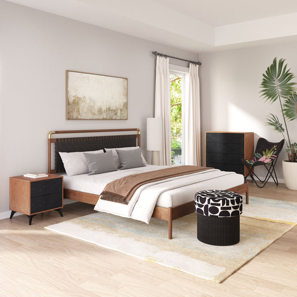 Zuo Modern Zarif Chest Black & Walnut - Modern Elegance With Shearling-style Fabric For Hospitality Settings Black 100% Polyester,Mdf,Steel 110655-zuo-modern