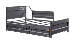 English Elm Cargo Gunmetal Metal Daybed with Twin Trundle, Cargo-Style Recessed Panels, 220lb Limit B2726P292339