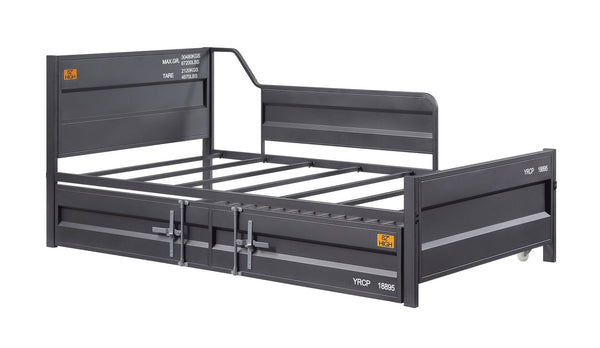 English Elm Cargo Gunmetal Metal Daybed with Twin Trundle, Cargo-Style Recessed Panels, 220lb Limit B2726P292339