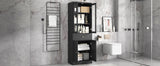 English Elm Tall Bathroom Storage Cabinet, Cabinet With Four Doors and Drawers, Adjustable Shelf, Mdf Board, Black